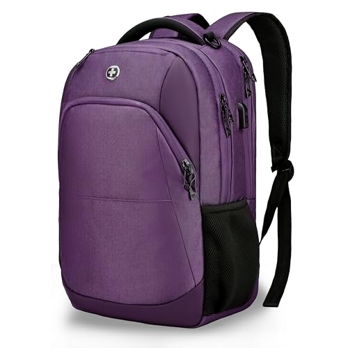 Swissdigital Design Business Laptop Backpack, College Laptops Backpack with USB Charging Port for Men and Women Fits 16 Inch Notebook, Purple | SD1670-51 - Image 1