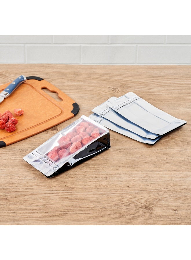 Restaurantware Bag Tek 7.9 X 4.9 X 2.4 Inch  Small Snack Bags, 100 Food Storage Heat Seal Bags - Resealable, With Clear Window, Black PET Zipper Lock Pouch, No Messy Spills, With Durable Design - Image 4