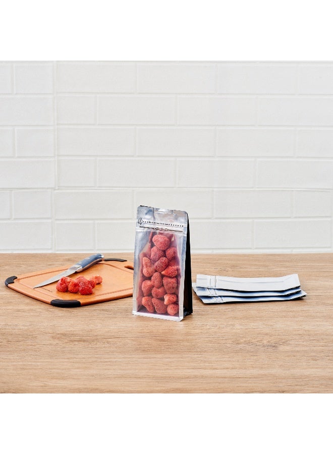 Restaurantware Bag Tek 7.9 X 4.9 X 2.4 Inch  Small Snack Bags, 100 Food Storage Heat Seal Bags - Resealable, With Clear Window, Black PET Zipper Lock Pouch, No Messy Spills, With Durable Design - Image 3