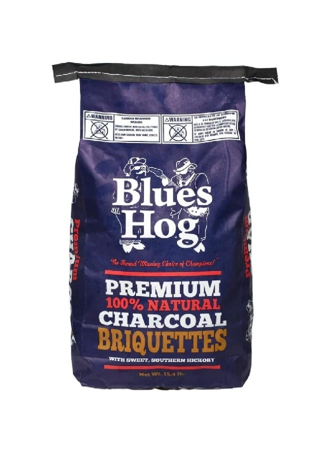 Blues Hog Long Burning Time Quick Ignition Natural Hickory Charcoal Briquettes 15.4 Pound 90915  - Image 1