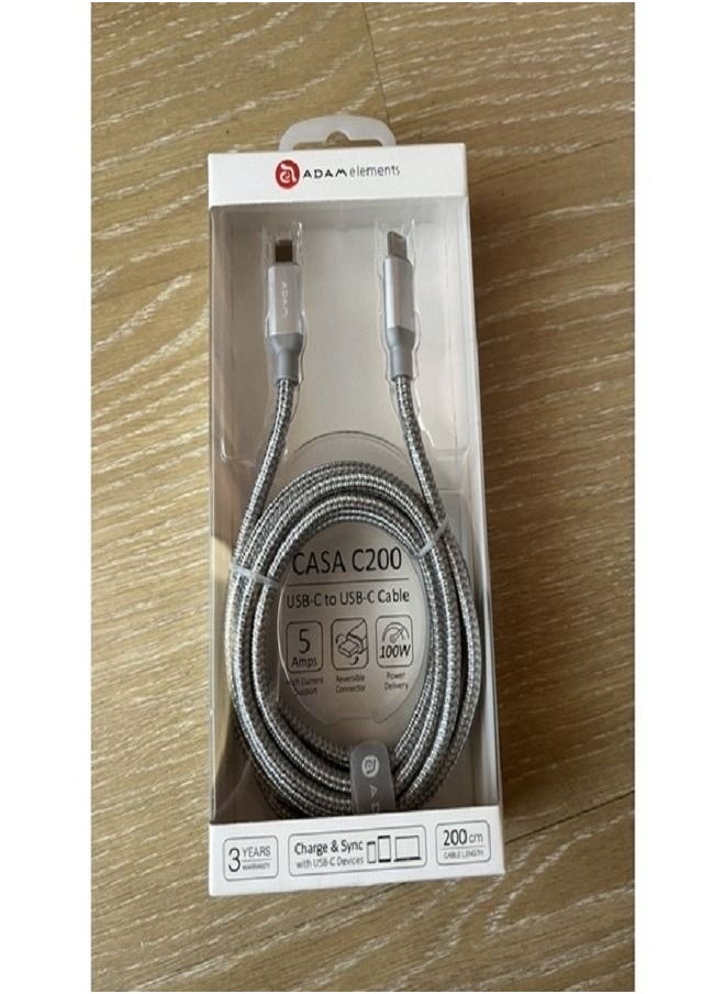 ADAM ELEMENTS Adam Elements CASA C200 USB C to USB C 100W Charging Cable Silver  - Image 3