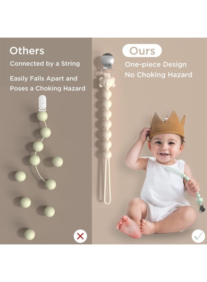 JZS Pacifier Clip, Set of 4 Flexible Pacifier Clips, Soft One-Piece Silicone Pacifier Clip Holder, Universal Teething Binky Clips, Fits All Pacifiers Boys and Girls for Birthday Gifts - Image 2