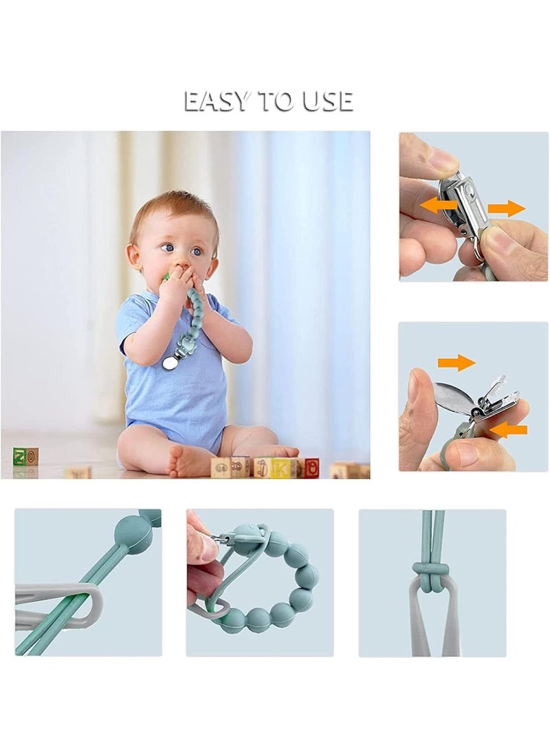 JZS Pacifier Clip, Set of 4 Flexible Pacifier Clips, Soft One-Piece Silicone Pacifier Clip Holder, Universal Teething Binky Clips, Fits All Pacifiers Boys and Girls for Birthday Gifts - Image 4