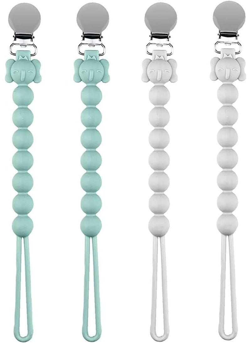 JZS Pacifier Clip, Set of 4 Flexible Pacifier Clips, Soft One-Piece Silicone Pacifier Clip Holder, Universal Teething Binky Clips, Fits All Pacifiers Boys and Girls for Birthday Gifts - Image 1