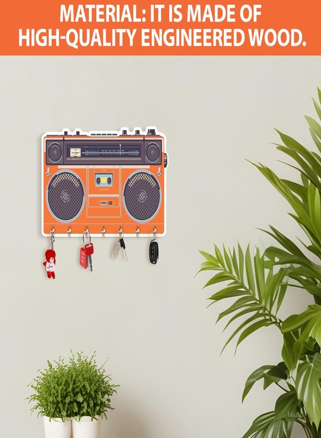 Goelite Premium Key Holder for Home Decor Stylish | Wooden Keychain Holder | Key Hangers for Wall Cute Aesthetic Design (Radio) - Image 3