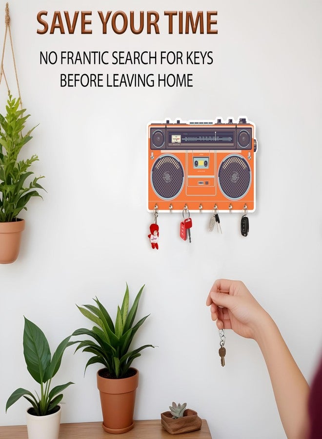 Goelite Premium Key Holder for Home Decor Stylish | Wooden Keychain Holder | Key Hangers for Wall Cute Aesthetic Design (Radio) - Image 2