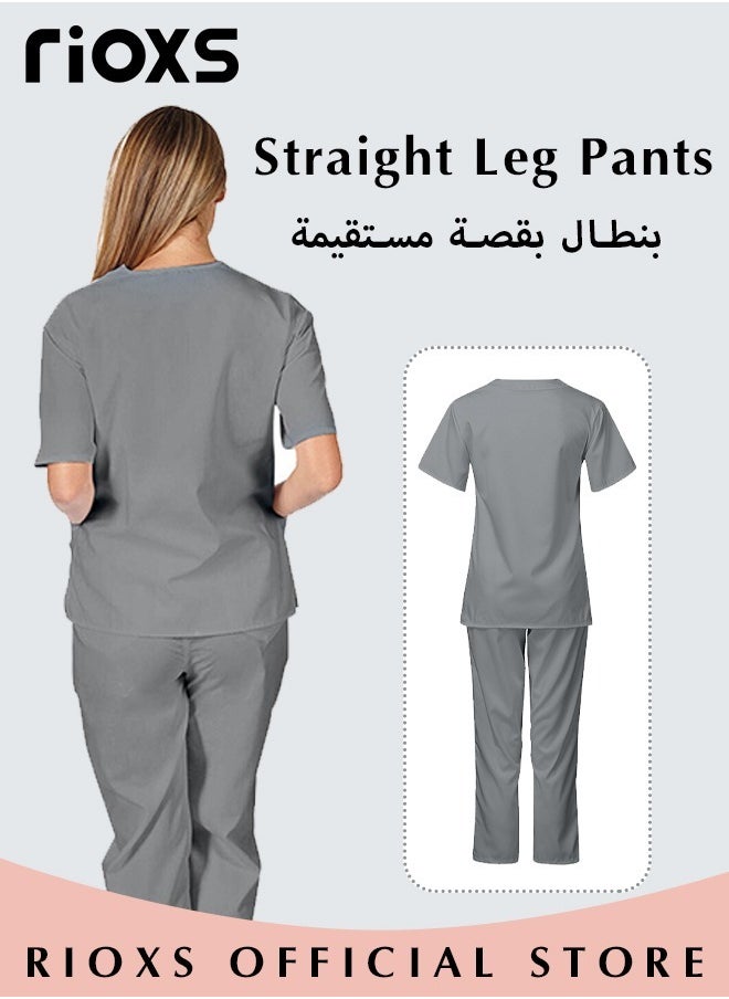 RIOXS Unisex Medical Uniform Scrubs Women And Men Scrubs Set Medical Scrubs Short Sleeve Top And Pants  - Image 5