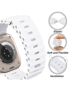 Generic Apple Watch Ocean Band 49mm 45mm 44mm 42mm Soft Silicone White  - Image 2