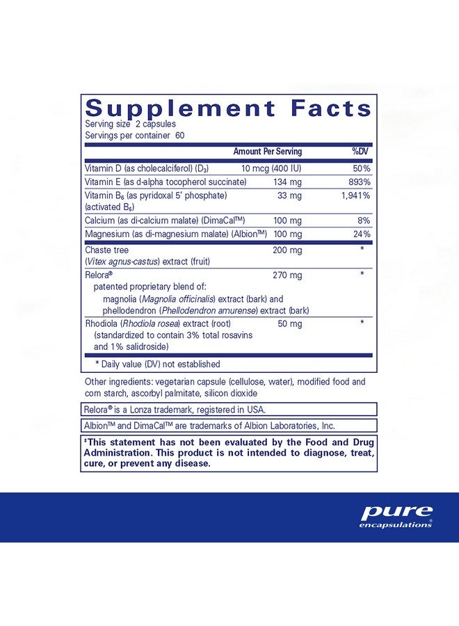 Pure Encapsulations PMS Essentials | Hypoallergenic Supplement Supports Menstrual Comfort, Fatigue, and Helps Lessen Cravings* | 120 Capsules - Image 2