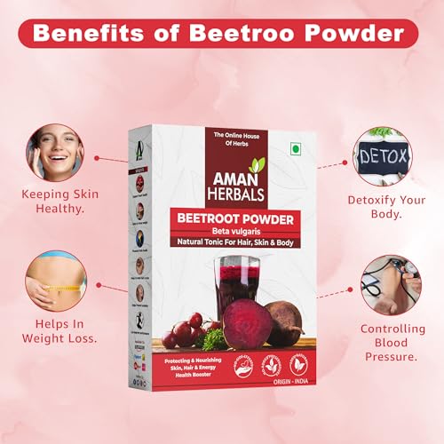 AMAN HERBALS Beetroot Powder, Natural Tonic for Hair, Skin & Body, 100% Pure, Origin - India (150GM) - Image 3