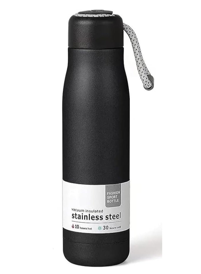 Vacuum Insulated Gym Water Bottle 550 ml, Stain-less  Steel 304 Leakproof Double-Walled, BPA Free, Wide Mouth Sports Bottle with Handle
