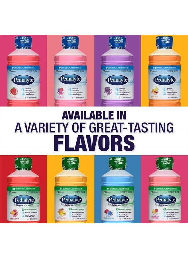 Advanced Care Electrolyte Solution, 1 Liter, 8 Count, with PreActive Prebiotics, Hydration Drink, Cherry Punch