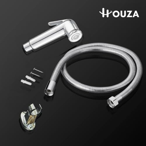 HOUZA Complete Jet Spray Kit for Toilet Use – 1Meter Flexible Hose, Wall Hook & Quick DIY Installation, Durable, Everyday Hygiene Solution & No-Leak Design - Image 5