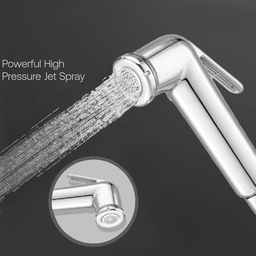 HOUZA Complete Jet Spray Kit for Toilet Use – 1Meter Flexible Hose, Wall Hook & Quick DIY Installation, Durable, Everyday Hygiene Solution & No-Leak Design - Image 3