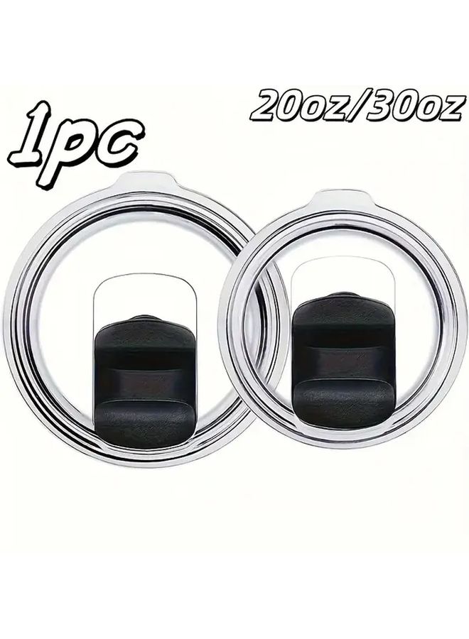 White Coffee Cup Lid 20oz With Anti Spill Button Cover Transparent Window Dustproof Leak Proof Travel Thermos Outdoor Office - Image 1