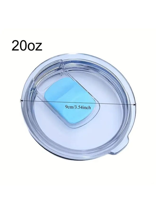 White Coffee Cup Lid 20oz With Anti Spill Button Cover Transparent Window Dustproof Leak Proof Travel Thermos Outdoor Office - Image 3
