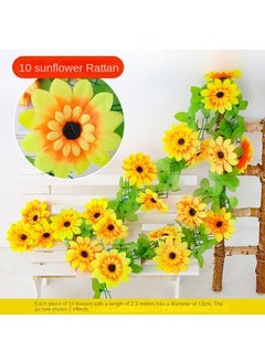 Generic 2-Pieces Artificial flower sunflower rattan vine wall decoration plant yelllow  - Image 1