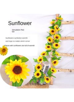 Generic 2-Pieces Artificial flower sunflower rattan vine wall decoration plant yelllow  - Image 2