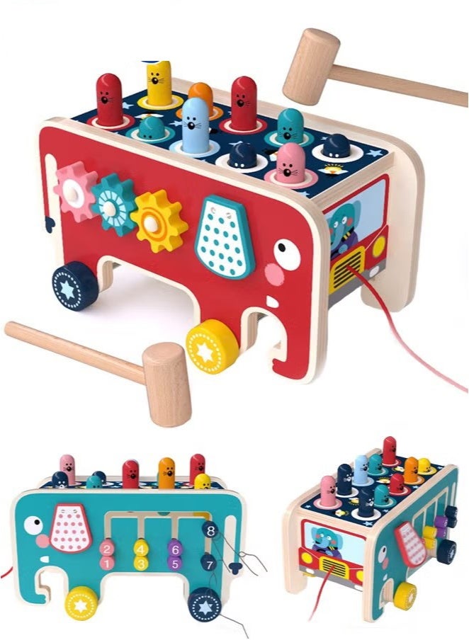 Wooden Hammering and Pounding Toys For Toddlers Educational Wooden Toy for Boys Girls Birthday Gift, Whack a Mole Game for Toddlers, Xylophone Gopher, Mouse and Hamster, Gift for Kids Aged 18 Months+  - Image 1