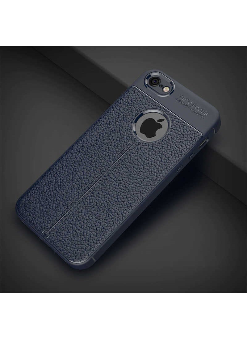 Nevarium - Apple iPhone 5 Case Leather Textured Silicone with Camera Protection - Navy Blue - Image 1