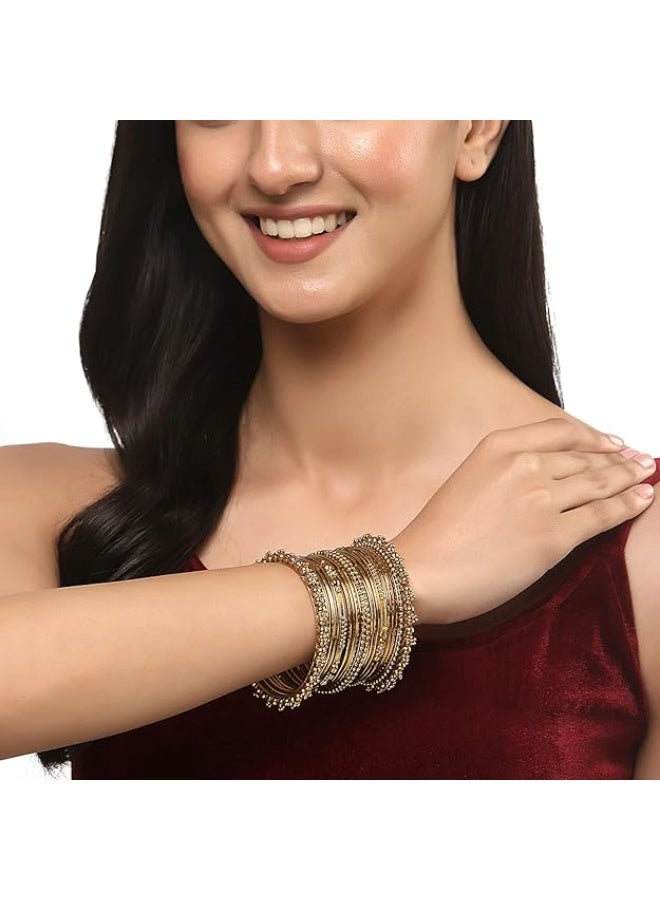 ZENEME Store Gold&Silver Toned Classic Intricate Textured Bangles Jewellery Set with Girls and Women(X3JP) - Image 2