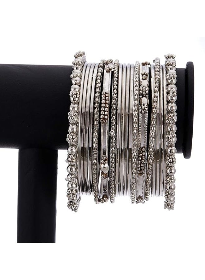 ZENEME Store Gold&Silver Toned Classic Intricate Textured Bangles Jewellery Set with Girls and Women(X3JP) - Image 4