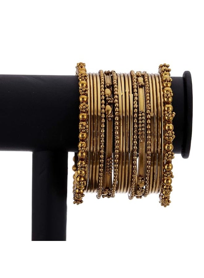 ZENEME Store Gold&Silver Toned Classic Intricate Textured Bangles Jewellery Set with Girls and Women(X3JP) - Image 5
