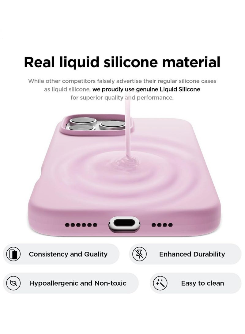أكاليكس جراب سيليكون متوافق مع iPhone 16 Pro Max، جراب هاتف سيليكون سائل رفيع مع بطانة TPU ناعمة مقاومة للصدمات من 3 طبقات (وردي فاتح) - Image 3