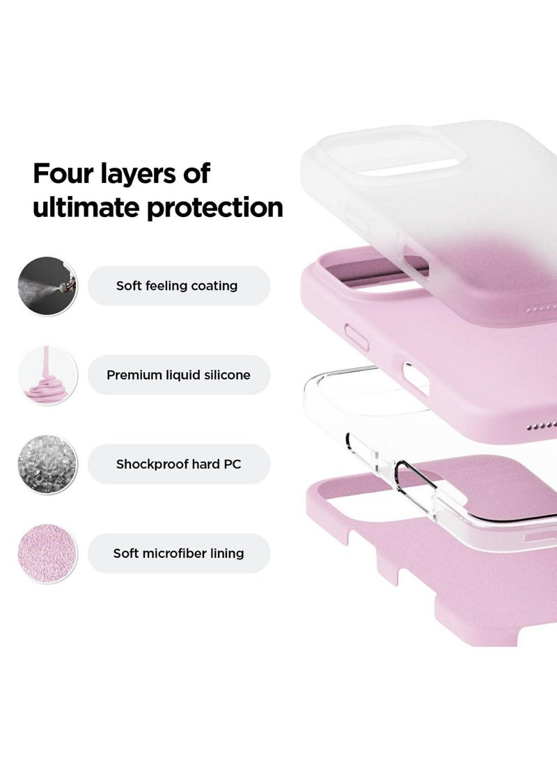 أكاليكس جراب سيليكون متوافق مع iPhone 16 Pro Max، جراب هاتف سيليكون سائل رفيع مع بطانة TPU ناعمة مقاومة للصدمات من 3 طبقات (وردي فاتح) - Image 4