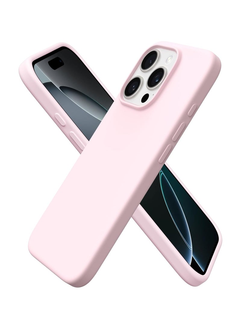 أكاليكس جراب سيليكون متوافق مع iPhone 16 Pro Max، جراب هاتف سيليكون سائل رفيع مع بطانة TPU ناعمة مقاومة للصدمات من 3 طبقات (وردي فاتح) - Image 1