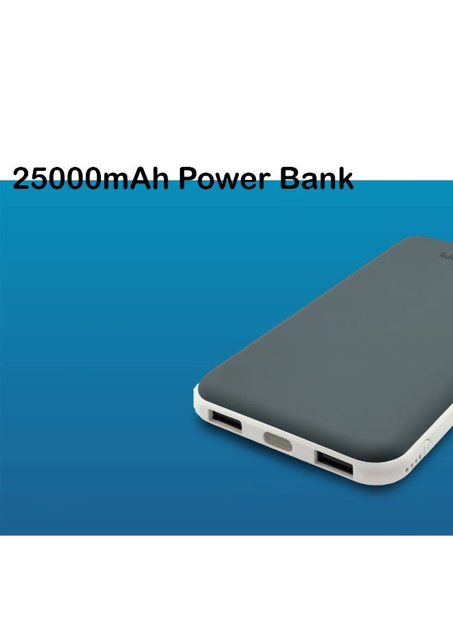 VEGER 25000mAh Portable Power Bank with Dual USB Output 5V/1A & 5V/2A, Fast Charging High Capacity External Battery Pack, Micro Input 5V/2A, Multi-Device Support for Smartphones, Tablets, iPads, Earphones, Smart Watches, Safe Charging Protection - Image 2