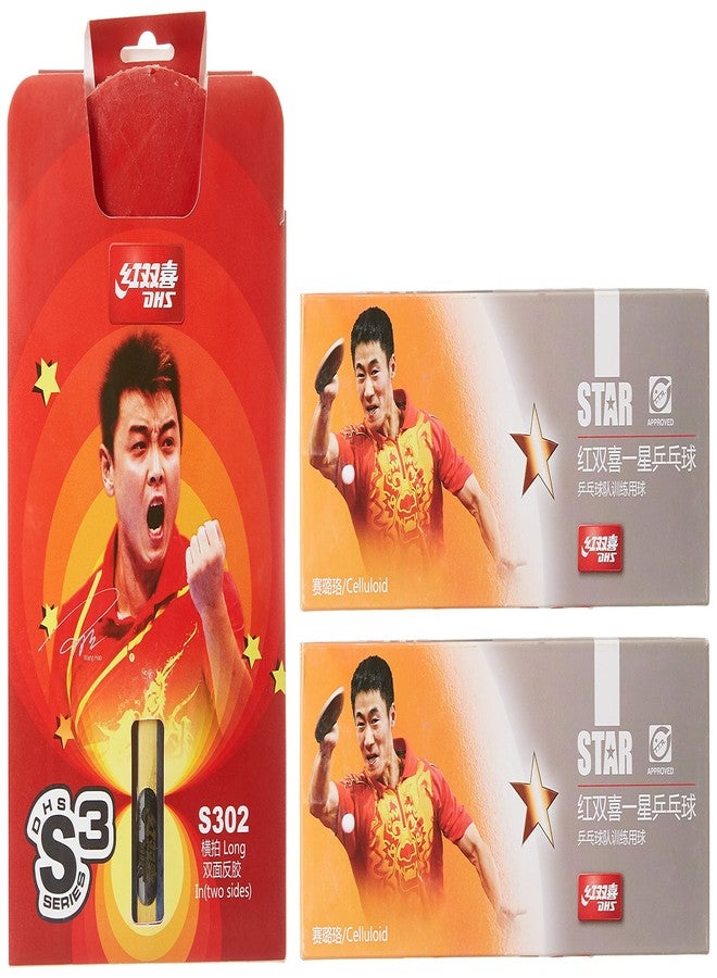 DHS TT BAT S-S302 DHS WITH TT BALL DHS 40MM 1 STAR ORANGE (20 Pcs Box) AND TT BAT COVER RC104 DHS BLUE - Image 3