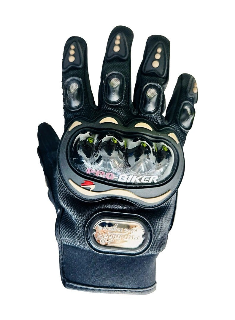 Motorcycle Gloves for Men & Women, Full Finger Motorbike Gloves Anti-slip Outdoor Hard Knuckle Leather Gloves for ATV Motocross Riding Hiking Climbing Training-Black
