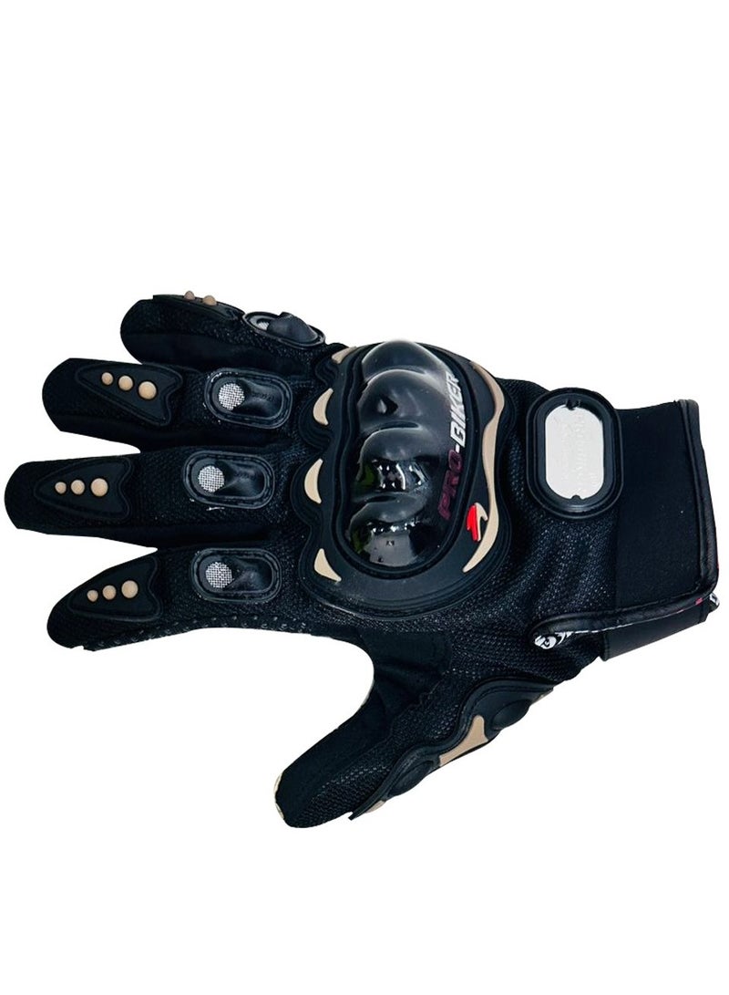 Motorcycle Gloves for Men & Women, Full Finger Motorbike Gloves Anti-slip Outdoor Hard Knuckle Leather Gloves for ATV Motocross Riding Hiking Climbing Training-Black