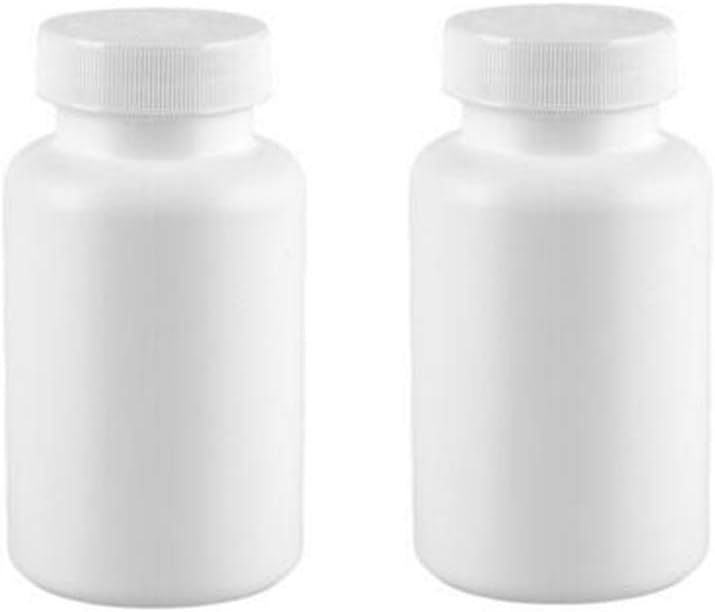 Happyupcity 2PCS 200ML 6.8OZ White Empty Plastic Bottles with Screw Cap Solid Powder Holder Storage Box Refillable Portable Durable Container Jar Pot for Travel Daily Life Use 
