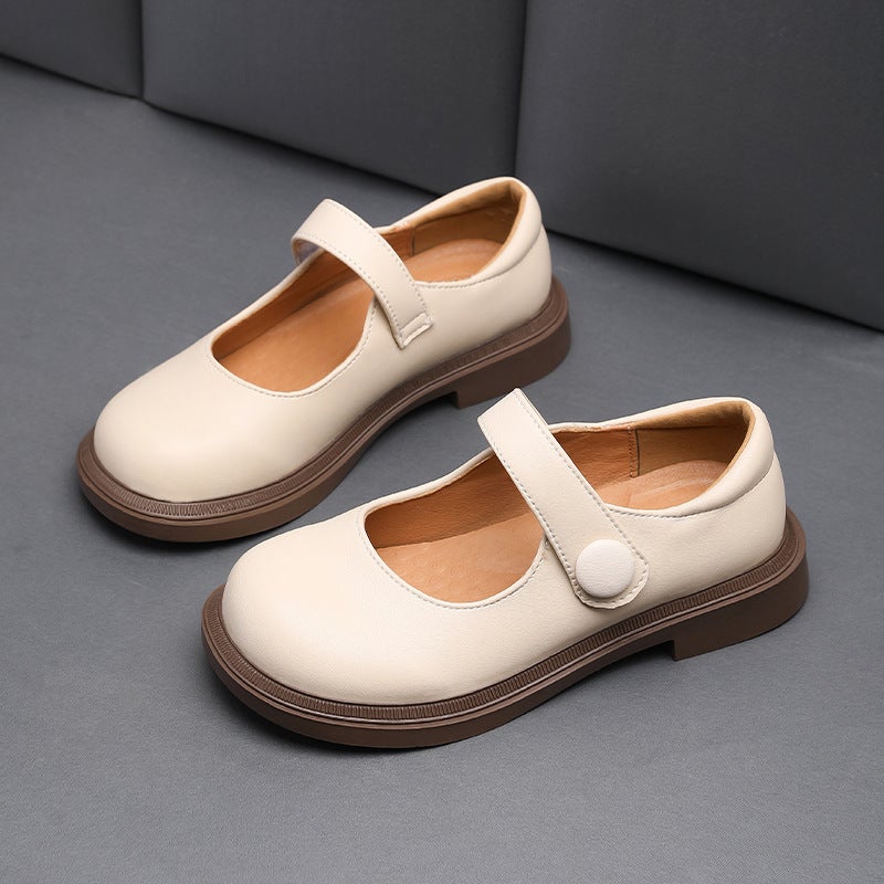 One-Line Buckle Soft-Soled Retro Kidsren'S Small Leather Shoes 2025 Spring And Autum New Girls' Crocodile Pattern Mary Jane Shoes - Image 5