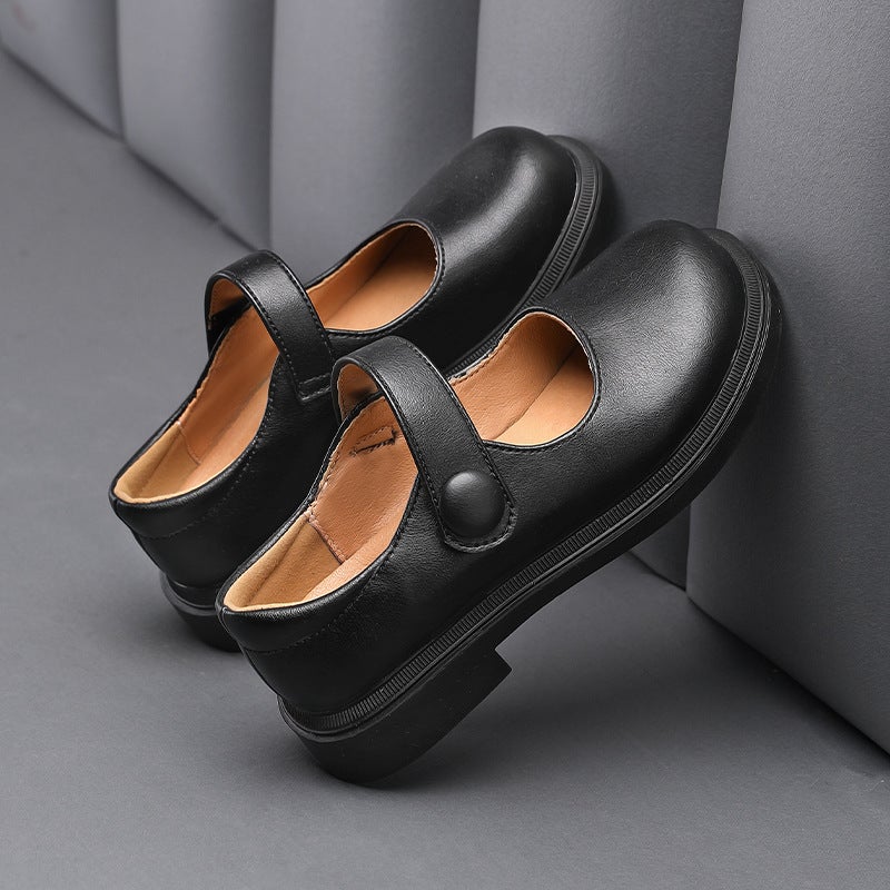 One-Line Buckle Soft-Soled Retro Kidsren'S Small Leather Shoes 2025 Spring And Autum New Girls' Crocodile Pattern Mary Jane Shoes - Image 4