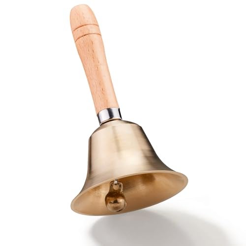 TIPTAP Loud Solid Brass Handbell, 3.15IN Hand Call Bell with Wooden Handle, Ringing Bells for Wedding, Animal Training,Dinner, Meditation, Musical Teaching, Service and More - Image 1