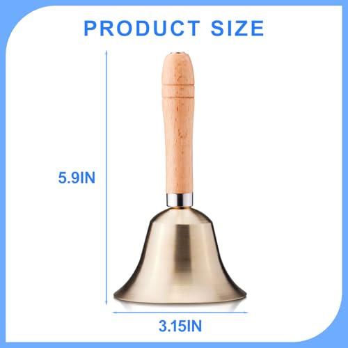 TIPTAP Loud Solid Brass Handbell, 3.15IN Hand Call Bell with Wooden Handle, Ringing Bells for Wedding, Animal Training,Dinner, Meditation, Musical Teaching, Service and More - Image 2