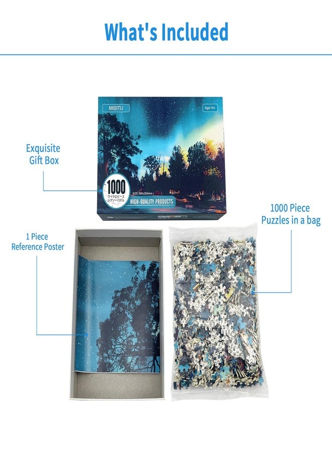 CHengQiSM 1000 Piece Micro Jigsaw Puzzle - Northern Lights Forest Scene Puzzles, Letters on Back, Small Piece Impossible Hard Puzzle for Adults & Teens, 1000 Piece Mini Puzzles for Adults, 14.97 x 10.24 inches - Image 4