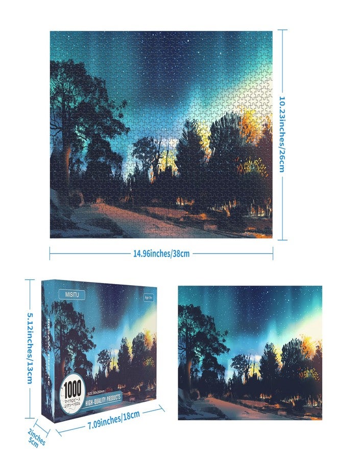 CHengQiSM 1000 Piece Micro Jigsaw Puzzle - Northern Lights Forest Scene Puzzles, Letters on Back, Small Piece Impossible Hard Puzzle for Adults & Teens, 1000 Piece Mini Puzzles for Adults, 14.97 x 10.24 inches - Image 3