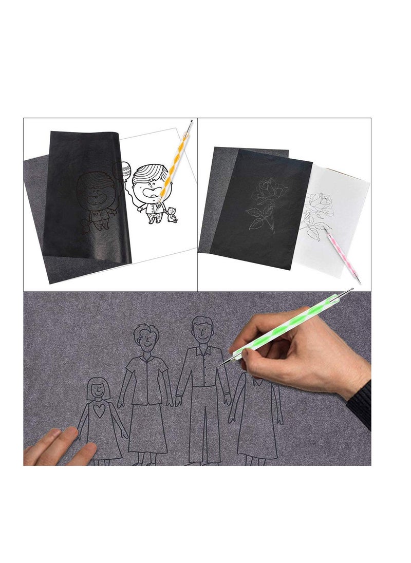 SYOSI - Carbon Transfer Paper, Graphite A4 Tracing Copy Paper with Embossing Stylus Set, Idea for Wood/Paper/Canvas and Other Art Surfaces Tracing Copy Black 100 Sheets - Image 1