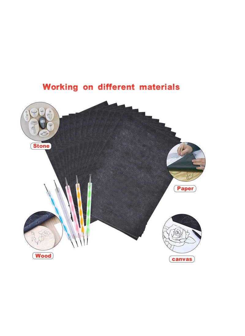 SYOSI - Carbon Transfer Paper, Graphite A4 Tracing Copy Paper with Embossing Stylus Set, Idea for Wood/Paper/Canvas and Other Art Surfaces Tracing Copy Black 100 Sheets - Image 1
