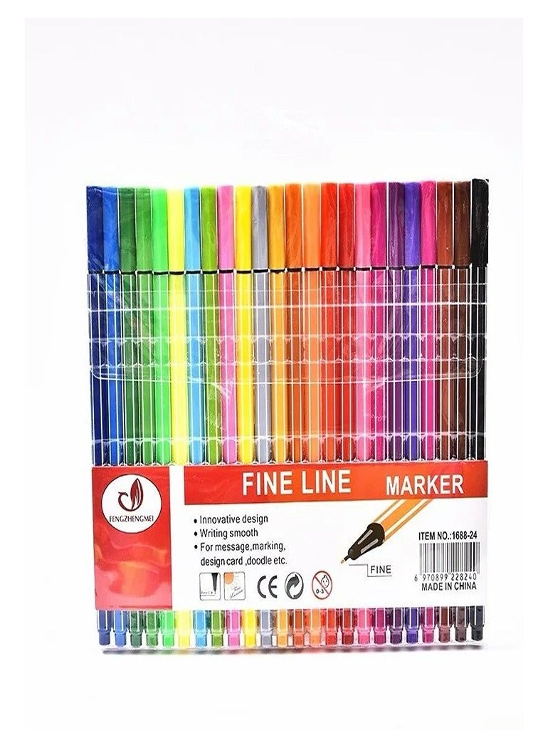 24 Colors Fine liner Pens 0.4mm Fine Tip Drawing Color Pens - Image 1