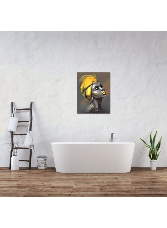 LB Lb African American Women Canvas Wall Art Black Woman Yellow Hair Beauty Abstract Painting Canvas Prints Living Room Bedroom Bathroom Framed Home Decoration Ready To Hang 12X16 Inch  - Image 5