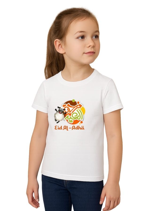 PRINTSHOP4ME Girls Eid Al-Adha Themed Cotton T-Shirt–Round Neck,Short Sleeve,Comfortable Kids Wear For Festive Celebrations  - Image 2