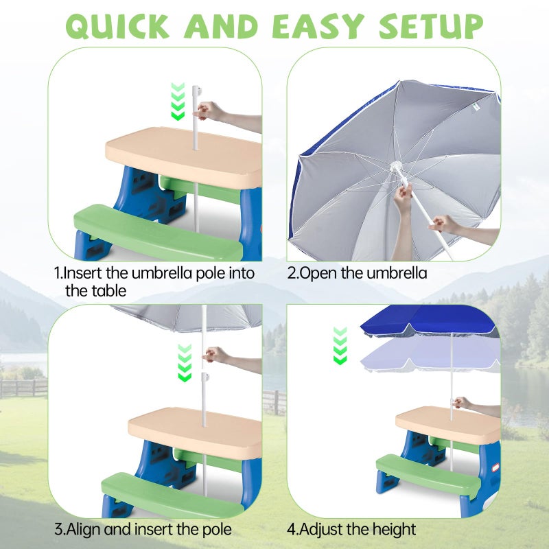 Eiszhjk Replacement 70 Inches Umbrella Compatible with Little Tikes Picnic Table, Portable Picnic Outdoor Sunshade, Durable Patio Umbrella for Camping, Beach and Garden - Image 5