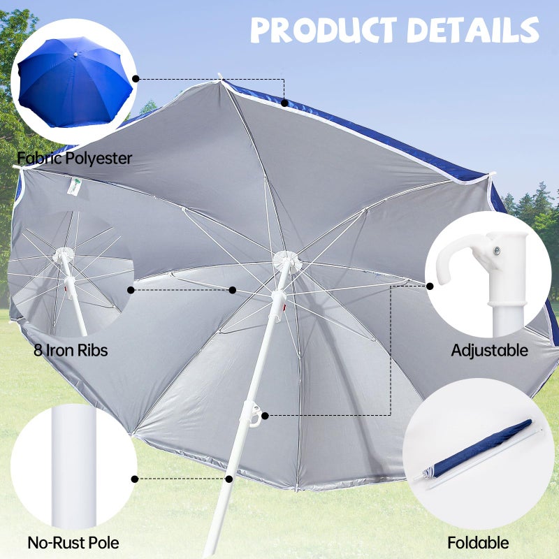 Eiszhjk Replacement 70 Inches Umbrella Compatible with Little Tikes Picnic Table, Portable Picnic Outdoor Sunshade, Durable Patio Umbrella for Camping, Beach and Garden - Image 2
