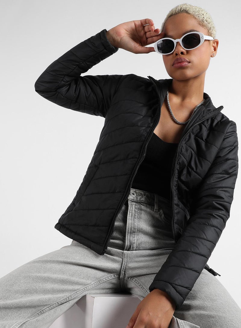 Campus Sutra Women's Quilted Puffer Jacket With Zip Closure - Image 1
