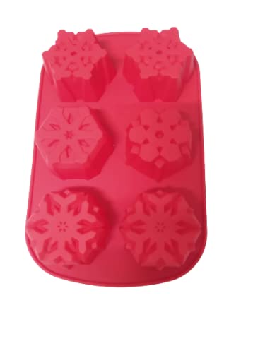 Bakers Pardise Christmas Snowflakes Silicone Molds 6 Cavity Cake Moulds Desserts Molds for Making Soap Candle Candy Muffins Chocolates Cake Decoration Mould Size 28 x 18 x 4 cm Pack of 1 - Image 1